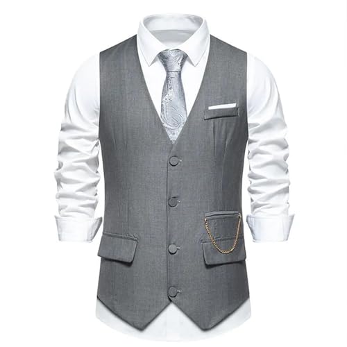 Spring & Fall Men's Slim Fit Vintage Single-Breasted Solid Color Business Suit Vest – V-Neck Waistcoat4