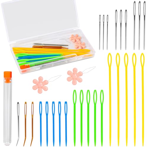 LOVEINUSA Yarn Needle Set, Bent Tapestry Needles, Large Eye Plastic