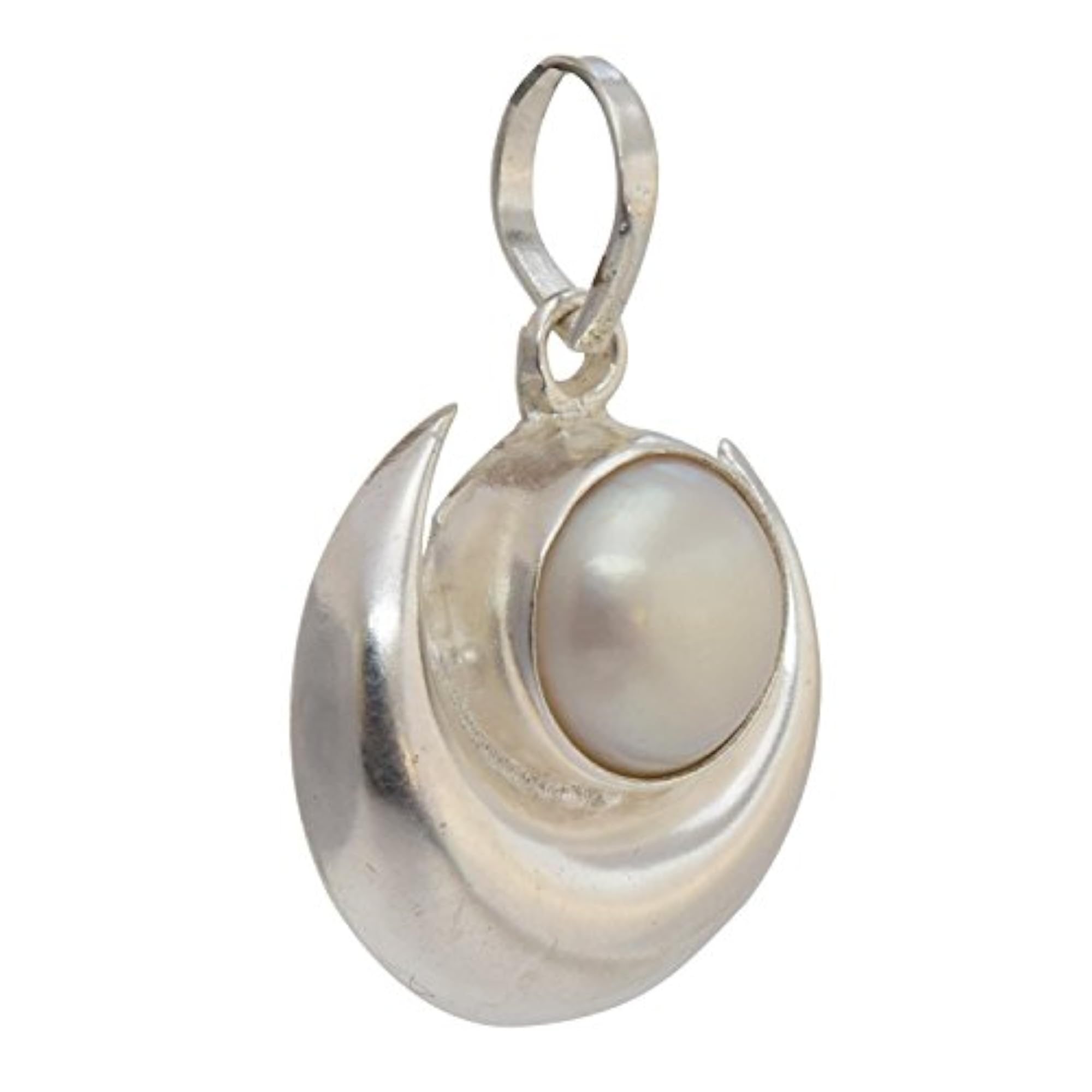Round Natural Pearl Silver Pendant for Women