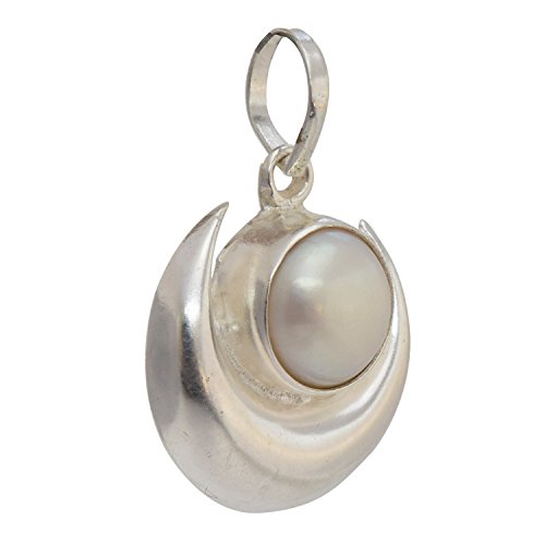 Round Natural Pearl Silver Pendant for Women