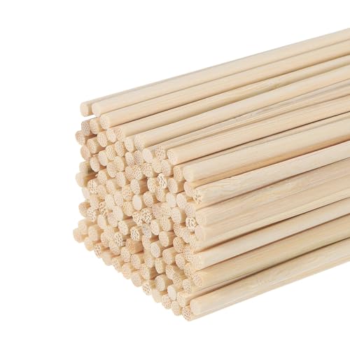 MECCANIXITY Wooden Dowel Rods, 1/8 x 12 Round Dowel Rod Wood Sticks, Bamboo Stick for Arts Crafts Photo Booth Props DIY Building Model, 100 Pack(3 x 30mm)