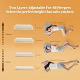 Sonive Memory Foam Pillow, Pillow for Stomach, Back and Side Sleeper, Cooling Bed Pillow 60x40x10cm Grey - Image 4