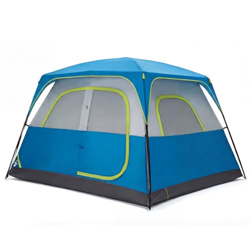 NEWBULIG 6 Person Camping Tent, 81.1 in Tall Waterproof Easy Setup Family Tent for Outdoor Hiking, Double Layer with Large Mesh Windows & Carry Bag, Navy Blue