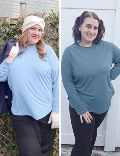 Plus Size Workout Tops for Women Long Sleeve Athletic Sun Shirt Navy - 1