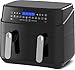 MaxxHome Freidora sin aceite Air Fryer de doble compartimento para 6-8 personas, 9 l, color negro