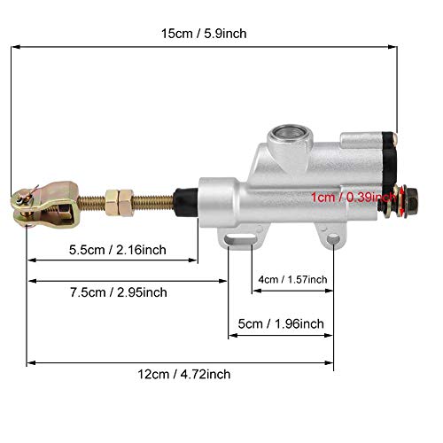 Achterrem Master Cilinder, Universele Hydraulische Hoofdcilinder Pomp Achtervoetrem Cilinder voor Motorfiets Atv Dirt… - Afbeelding 5