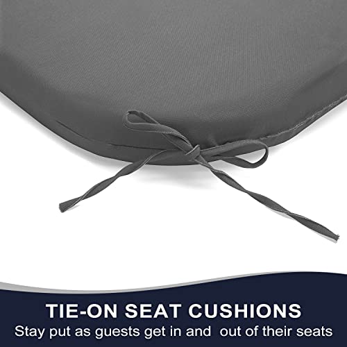 Basic Beyond Outdoor Chair Cushions For Patio Furniture - Round Corner Outdoor Chair Cushions Set Of 4, Waterproof Seat Cushions With Ties, 17"X16"X2", Grey #TOP3