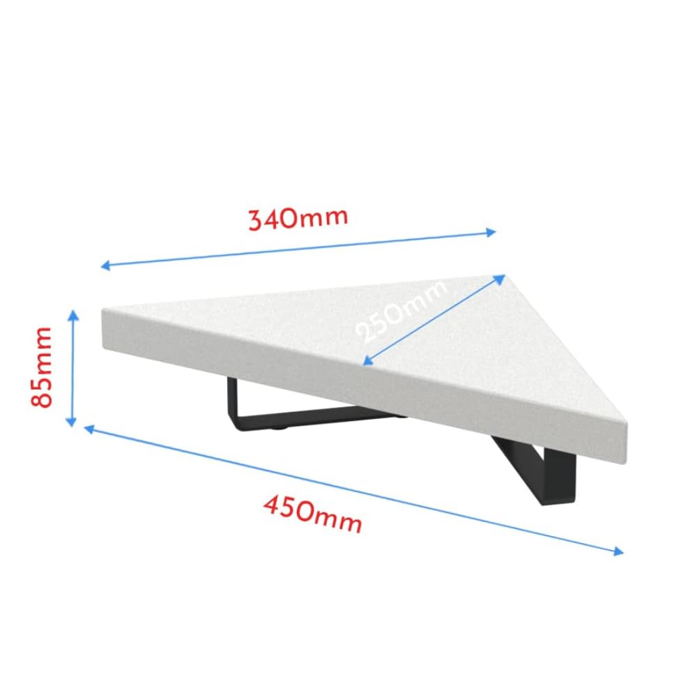 flux Wooden Monitor Stand | Monitor Stand Riser | Laptop Stand | Pc Stand Wooden | Made for Corners ,Material: Particle Board & Metal 23 Inch Shelf size -(45 x 25 x 8.5 cm) (Tringular white) 4