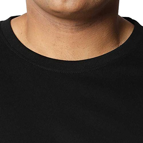 Image of Bewakoof Men's 100% Cotton Solid Regular Fit Round Neck Plus Size T-Shirt
