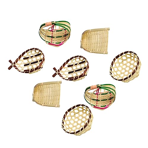 8 Pezzi oggetti di scena per foto cestino per cottura a vapore rotondo carta per cestini fumanti porta fruits basket mini di bambù fotografici