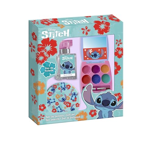 Disney Stitch Beauty Kit comprenant 1 eau de toilette, 1 palette de gloss à lèvres et 1 miroir