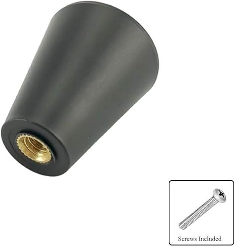 Miniatura 5 de Perillas modernas para gabinetes, manijas en forma de cono de 0.787 pulgadas, acabado negro con inserción de tornillo de latón, herrajes