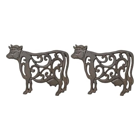 BestGiftEver Cast Iron Cow Trivets Set Cover