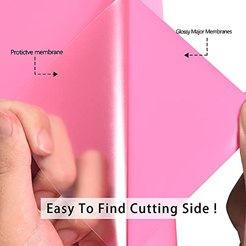 Image of RENLITONG Pink Iron on Vinyl - 12Inch by 5ft Roll HTV Heat Transfer Vinyl for T-Shirt HTV Rolls for All Cutter Machine - Easy to Cut & Weed for Heat Transfer Design