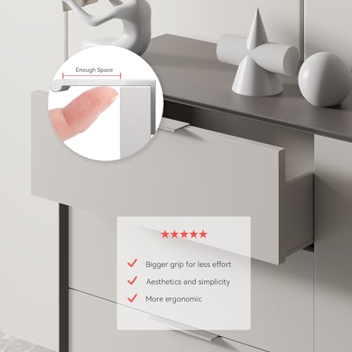 Image of Rergy 10 Pack 1-5 /16 inch Cabinet Pulls Brushed Nickel Finger Pulls for Cabinet | Aluminum Alloy Silvery Edge Pulls Modern Cabinet Handles for Kitchen, Cupboard, Drawers, Dressers, Screws Included