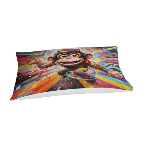 Housse de couette singe lit simple parure de lit microfibre douce anti-plis ado - 4