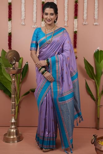 Image of SGF11 Women's Kanjivaram Pure Soft Silk Saree With Unstitched Blouse Piece