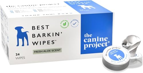 The Canine Project Best BARKIN' Wipes - Dog Wipes for Paws Ears and Butt - Micellar Aloe Scented Travel Friendly Puppy Wipes (24-Pack)