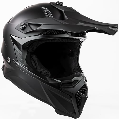 MIDA MV-8 MX Motocross Helmet Full Face Off-Road Motorcycle Helmet with Peak , ECE R22.06 Certified (Matt Black, M)