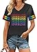 Pride Shirts Women: Love is Love Rainbow T Shirt Gay Pride Tshirt Rainbow Heart Graphic Tees LBGT V Neck Tops
