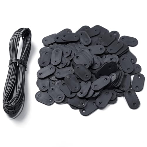 Anbor zest Kit de Fixation Brise Vue, 104 pièces - avec Serre-câbles de 20 m et Plaquettes de Fixation pour Balcon et canisse PVC and clôture Brise-Vue