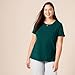 Amazon Essentials Women's Regular-Fit Short-Sleeve Crewneck T-Shirt, Pack of 2, Dark Green/Powder Blue, Large
