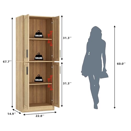 Storage-Cabinet-Kitchen-Cabinet-with-Doors-Shelf-Tall-Storage-Cabinet-for-Bathroom-Living-Room-EntrywayNatural Storage Cabinet Kitchen Cabinet with Doors Shelf Tall Storage Cabinet for Bathroom Living Room EntrywayNatural