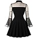 Damen-Mesh-Patchwork-Vintage-Kleid mit ausgestellten Ärmeln eu Halsband rüsche bollenkleid blusekleid Vintage gäste Spitze midikleid blenden- RIPP recycelt