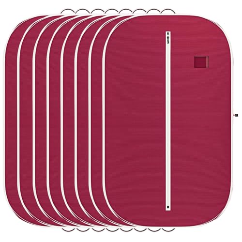 Image of Non Woven Blazer Cover with Zip | Hanging Coat Bags for Jacket, Saree, Shirt, Garments Clothes | Unisex Dress Wardrobe Organizer Folding Suit Covers, Maroon | Pack of 8