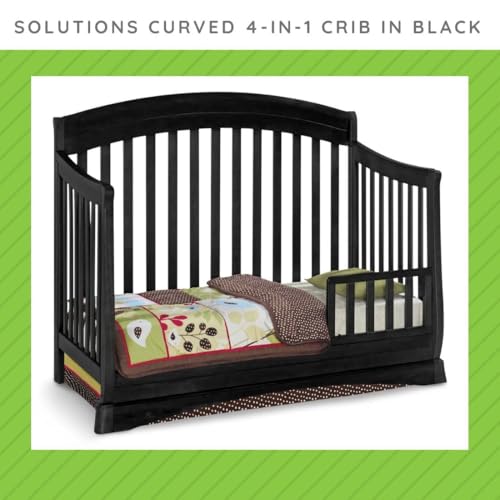 Image of Toddler Bed Safety Guard Rail Compatible with Delta Children Convertible Cribs - Solid Wood Rail for Convertible Crib to Toddler Bed Conversion - Safety Guard Rail for Children (Black - 001, #0080)