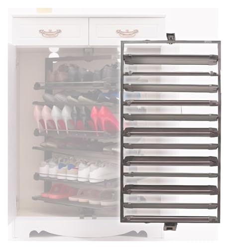 DXYQXL Zapatero extraíble, organizador giratorio de 360°, solución de almacenamiento apilable de 7 capas para espacios pequeños, estante vertical de metal retráctil