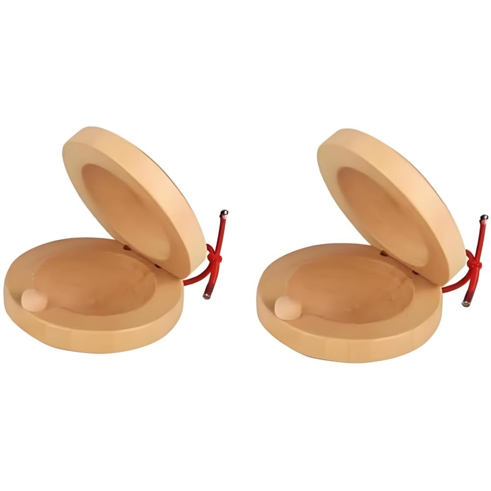 Wooden Castanet Percussion Instrument - 2Pcs Hand Finger Castanets Wood Castanets Classroom DIY Rhythm Music Musical Instrument