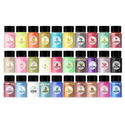 Juego de 30 tintes de resina multicolor, polvos nacarados, rellenos coloridos, pigmentos para manualidades, pigmentos en polvo, polvo de pigmento de resina