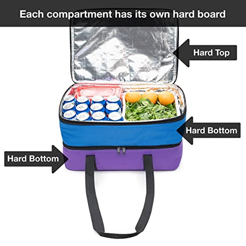 Mojecto Extra Large Dual Insulated Casserole Carrier Cooler Bag. Heavy-Duty Fabric, Thick Insulation, Heat-Resistant Liner, Large Zipper. Fit 9×13 In Hot/Cold Dish #TOP2