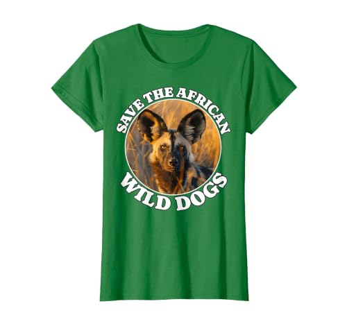 African Wild Dog Save African Wild Dog T-Shirt, Women, Kelly Green, Large
