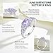 RANDES Alexandrite Engagement Promise Ring Light Purple Heart Rings for Women 925 Sterling Silver Butterfly Ring June Birthstone Anniversary Ring Size 7