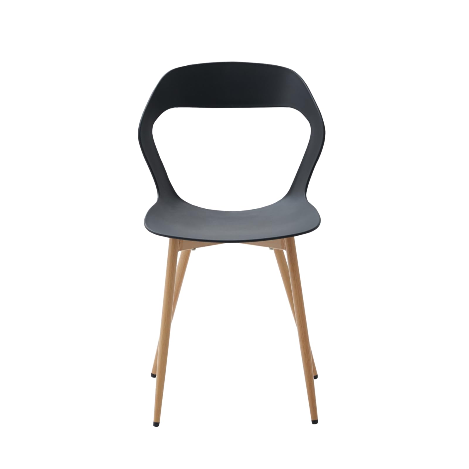4er Set Nordisches Esszimmerstuhlt, Küchenstuhl, Mit Metallbeinen, Großes Hohlrücken-Design, Geeignet für Wohnzimmer, Esszimmer, Freizeitzimmer – Schwarz + Holz