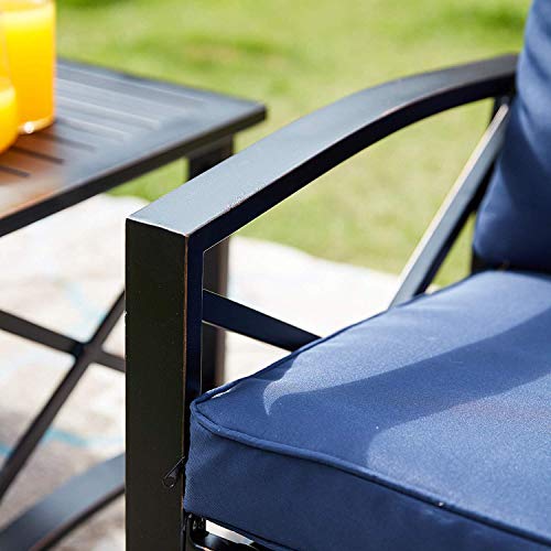 Patiofestival Cushioned Metal Outdoor Conversation Sets,8 Pcs All Weather Padded Furniture Sectional Sofa Sets W/Loveseat,Rocking Chairs,Coffee Table For Yards,Gardens,Porches (8 Pcs-1, Blue) #TOP5