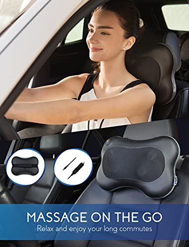 Zyllion Shiatsu Back and Neck Massager - Kneading Massage Pillow with Heat for Shoulders, Calf, Legs, Feet, Hands, Home, Office, Chair and Car - Black (ZMA-13-BK)