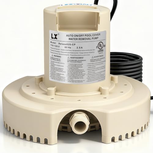Image of Automatic Pool Cover Pump 115V,1 /4HP, 1860GPH Submersible Water Removal Pump for In /Above Pool Covers, 3 /4 inch Garden Hose Adapter, Plug-and-Play, UL Certified and With 25Ft Cord