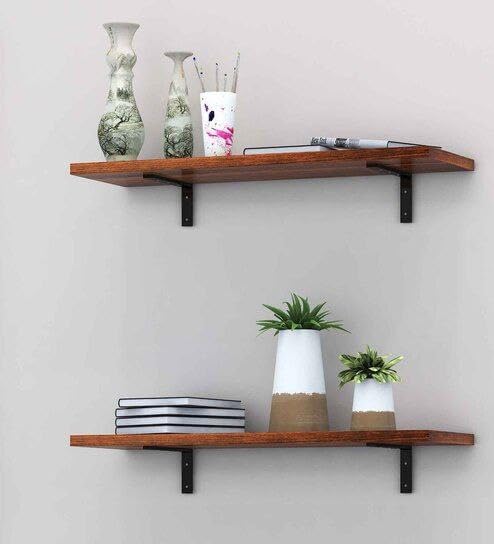 Floating Shelf, 14" W x 5" D x 6" H, Trophy Stand, Espresso, Set of 2, Brown