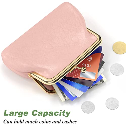 Image of Coin Purse, Small PU Leather Change Purse, Coin Wallet with Clasp, Car Change Holder Pouch for Woman Men Kids Girls, Pink