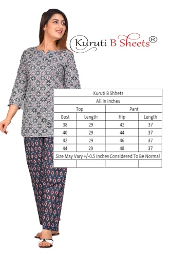 Image of Kuruti B Sheets Women's Printed Night Suit Set | Soft & Breathable Top and Pyjama Set for Women | Stylish Relaxed Fit Sleepwear for Everyday Comfort | Perfect Lounge Wear for Home & Travel