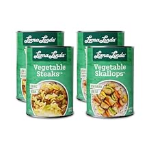 Loma Linda Vegetarian Surf and Turf - Includes 2 Cans Vegetable Steak & 2 Cans Vegetarian Scallops, Plant-Based, Non-GMO, 60 oz Total