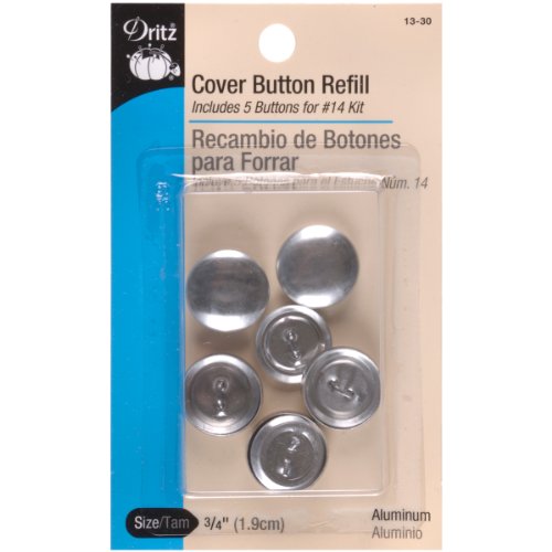 Dritz 13-30 Button Refill, Size 30-3/4-Inch, Nickel, 5 Count