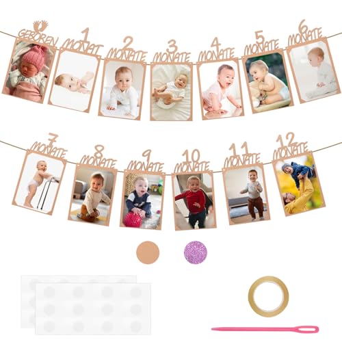 Coolon 1.Geburtstag Fotogirlande, Geburtstagsdeko 1 Jahr Girlande für 1...