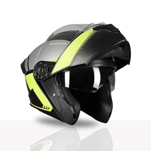 Image of TVS Racing SuperPose Smoked Dual Visor Flip Up Modular Helmet for Men and Women, ISI DOT Certified, ABS Shell, Quick Release Visor, Lightweight, Ventilated, Open Face to Full Face