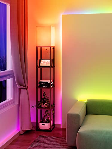 Addlon Floor Lamp With Shelves, Smart 5-Tier Modern Shelf Floor Lamp With Rgb Bulb, Display Floor Lamp For Living Room, Bedroom And Office - Classic Black #TOP6
