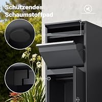 Wiltec Paketkasten anthrazit 410 x 380 x 1020 mm, Paketbox Zuhause, Private Paketannahme passend für Pakete und Päckchen, Standbriefkasten Stahl – Ansicht 7