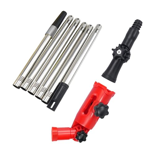 Outil de nettoyage de gouttière robuste avec 2 adaptateurs réglables, 1,7 m de long, convient pour gouttières de toit, feuilles, débris, accessoires de nettoyage de gouttière en plein air
